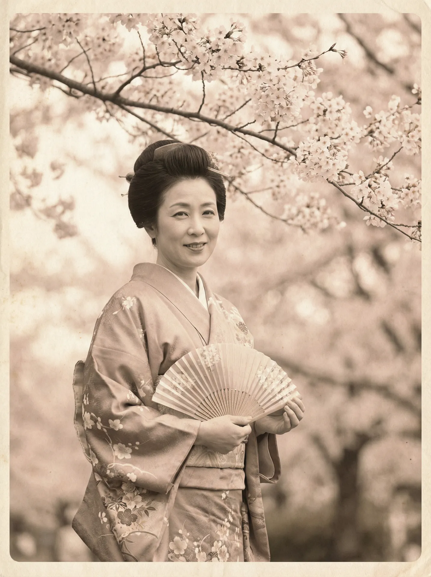 一位持扇的优雅 里番 | 里番官方平台-今日热点里番爆料专区 在樱花树下的复古写真