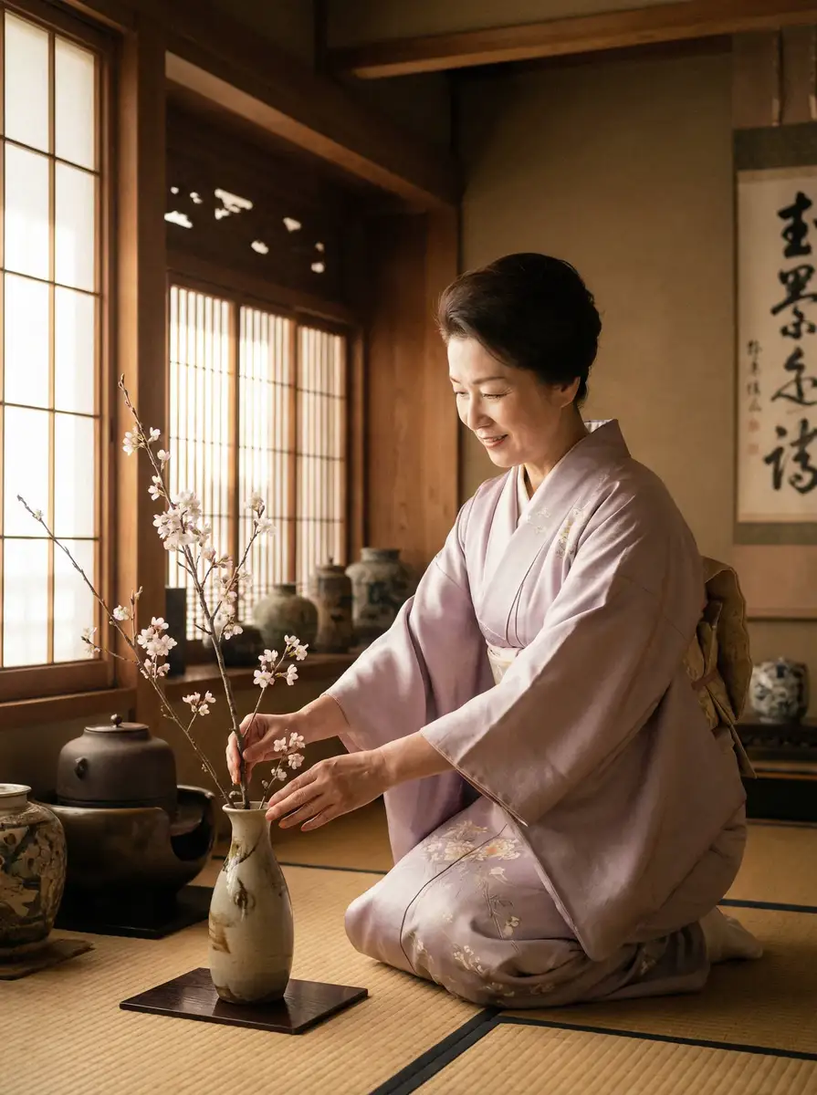一位优雅的 里番 | 里番官方平台-今日热点里番爆料专区 在和室中插花